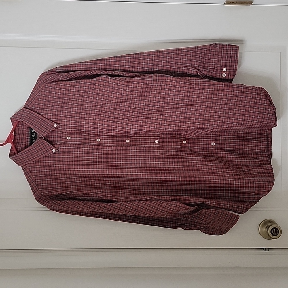 Lauren Ralph Lauren, Size 16 1/2, 32/33 Red White & Green Plaid Buttondown Shirt